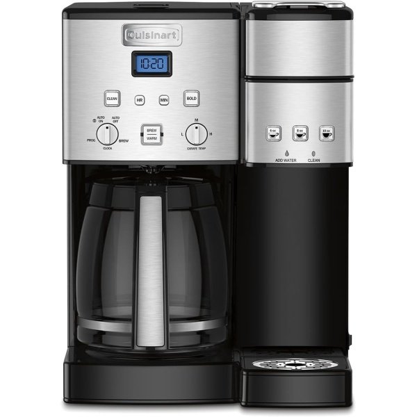 Cuisinart Single Serve + 12 Cup Coffee Maker, Offers 3-Sizes: 6-Ounces, 8-Ounces