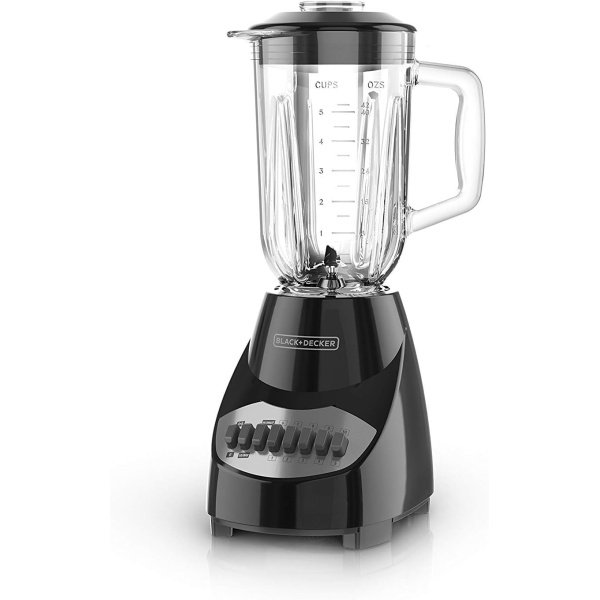 BLACK+DECKER Countertop Blender with 6-Cup Glass Jar, 10-Speed Settings, Black,