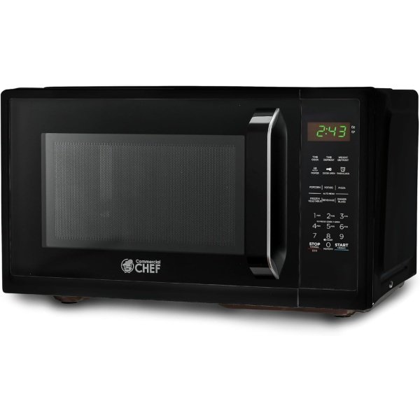 COMMERCIAL CHEF 0.9 Cubic Foot Microwave with 10 Power Levels, Small Microwave