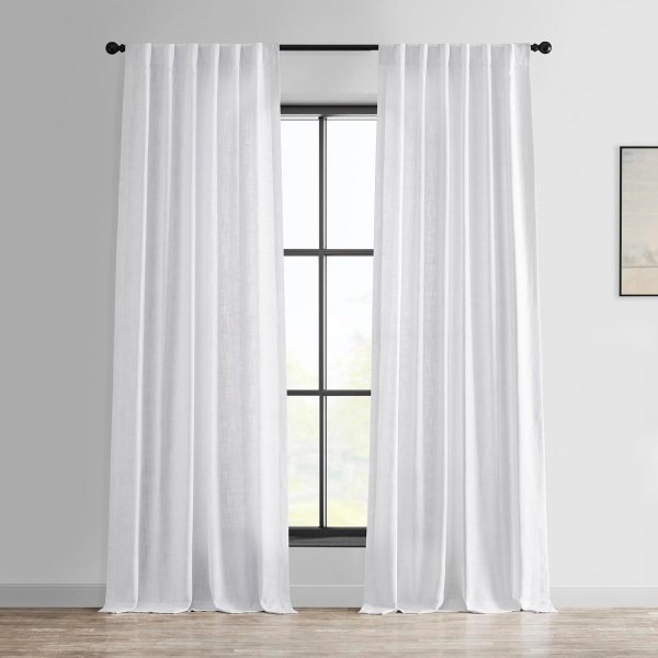 HPD Half Price Drapes Heavy Faux Linen Light Filtering Curtains for Bedroom 96