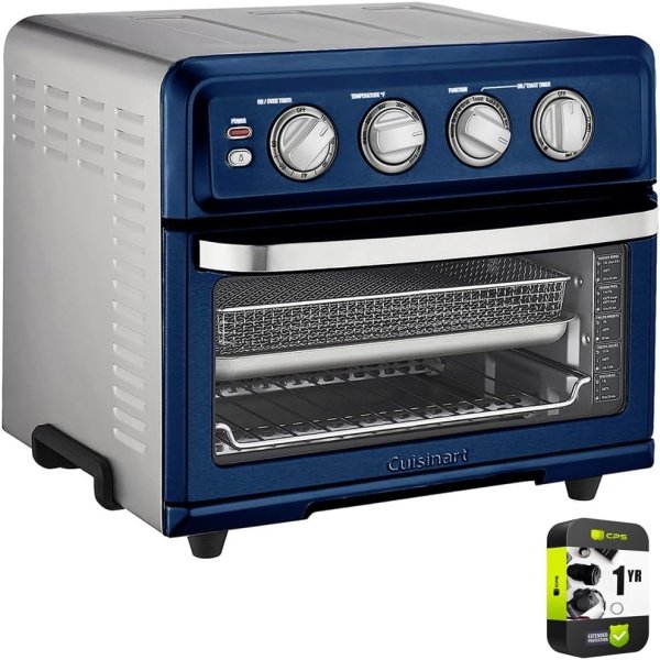 Cuisinart TOA-70NV AirFryer Toaster Oven with Grill, Navy Blue Bundle with 1 YR