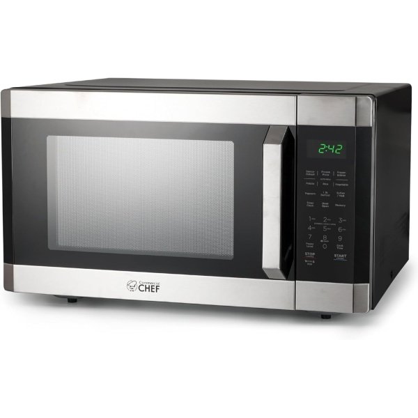 COMMERCIAL CHEF 1.6 Cubic Foot Microwave with 10 Power Levels, Small Microwave