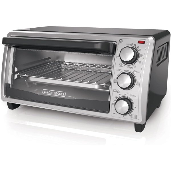 BLACK+DECKER 4-Slice Toaster Oven, Even Toast Technology, Fits a 9" Pizza, Black