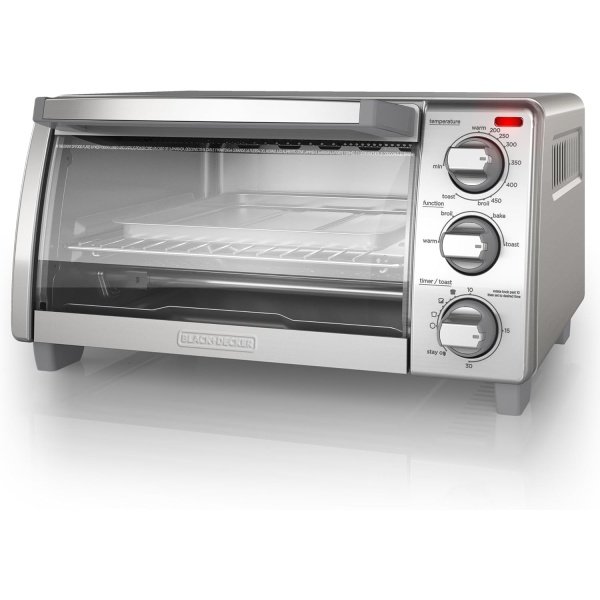 BLACK+DECKER 4-Slice Toaster Oven, TO1745SSG-1A, Even Toast, 4 Cooking Functions