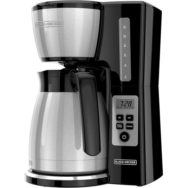 BLACK+DECKER 12 Cup Thermal Programmable Coffee Maker with Brew Strength and