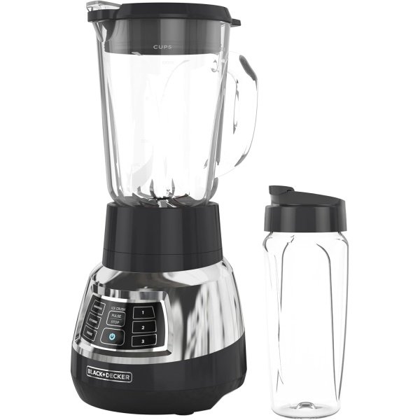BLACK+DECKER BL1400DG-P Quiet Stainless Steel Blender with Cyclone Glass Cup