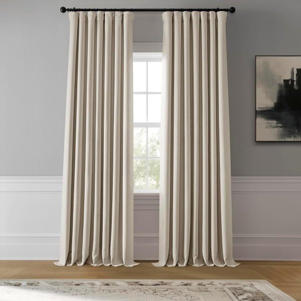 HPD Half Price Drapes - Faux Linen Curtains for Living Room (1 Panel) - 50W X 96