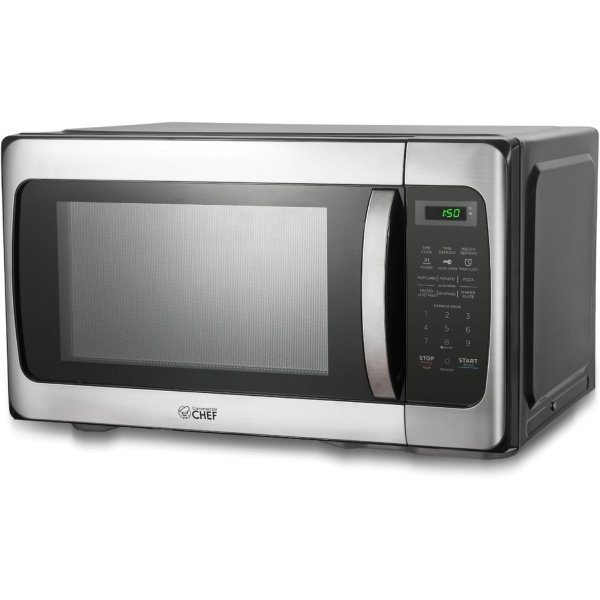 COMMERCIAL CHEF 1.1 Cu Ft Microwave with 10 Power Levels, Microwave 1000W with