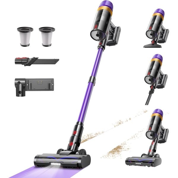 Cordless Vacuum Cleaner, 580W 50KPA 70Mins Upgraded Stick Vacuum Cleaners for