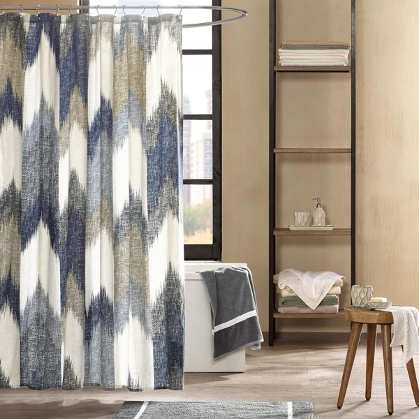 INK+IVY Alpine Shower Curtain Cotton Printed Modern Abstract Pattern Machine