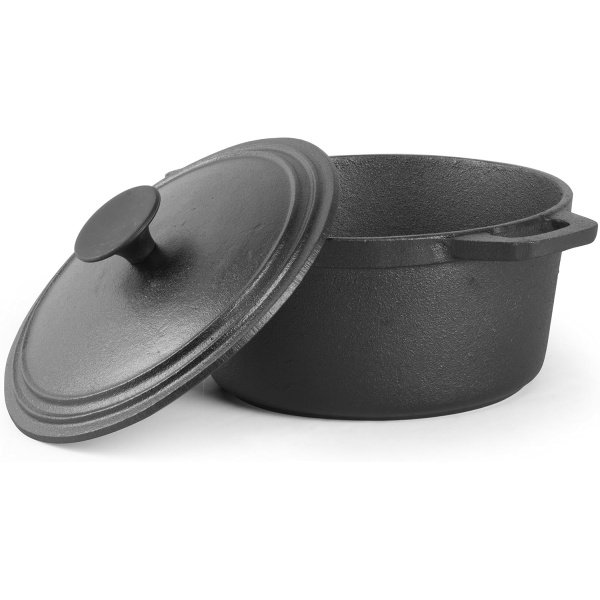 COMMERCIAL CHEF 3.4 Quart Cast Iron Dutch Oven with Dome Lid and Handles